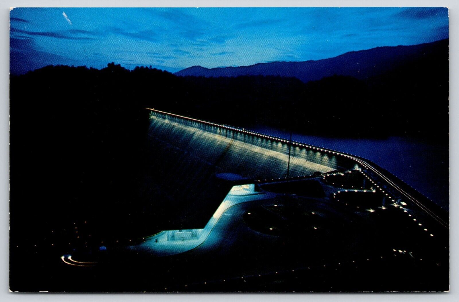 Fontana Dam Night View North Carolina Postcard UNP