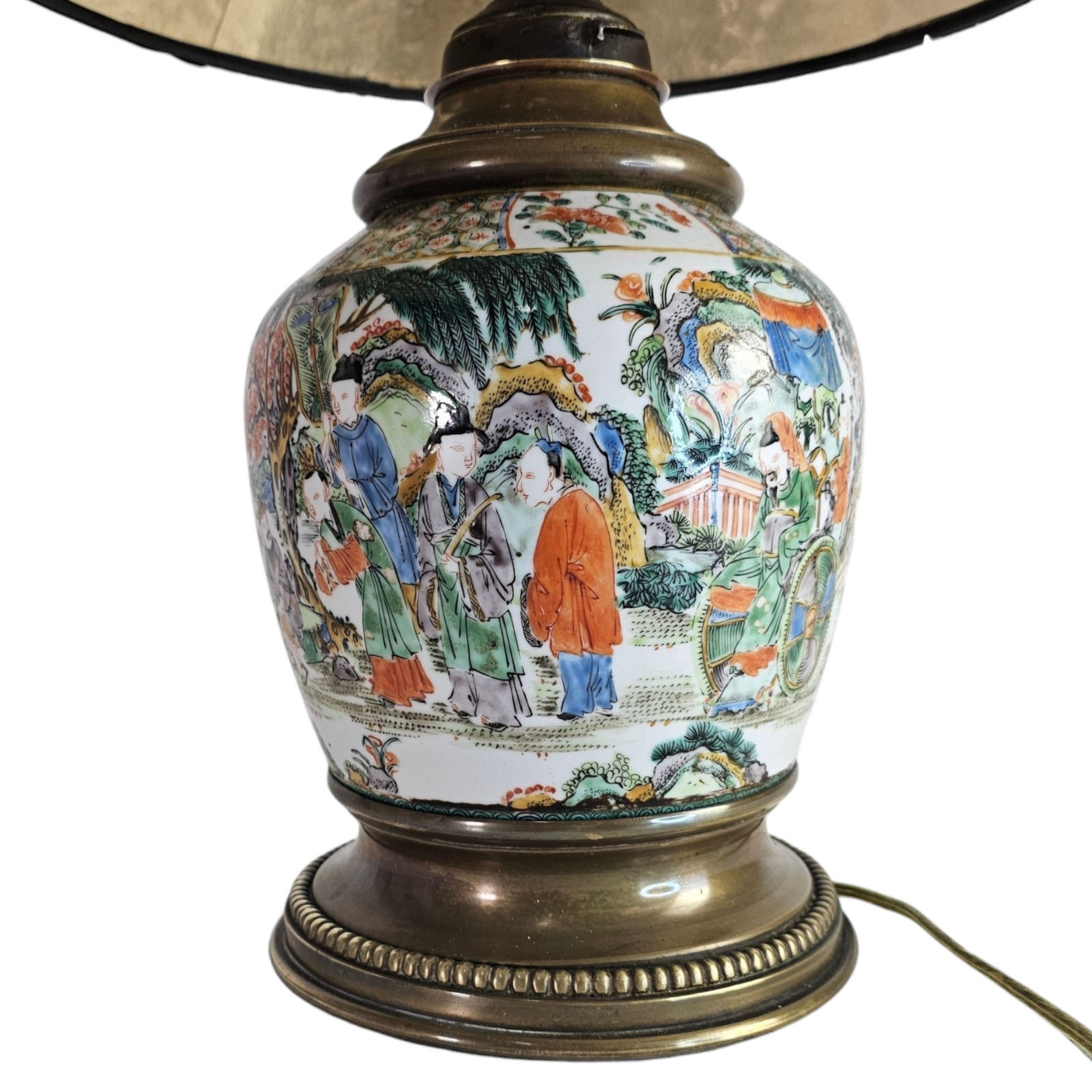 Famille Verte Chinese Lamp Porcelain Brass Hand Painted China 20\