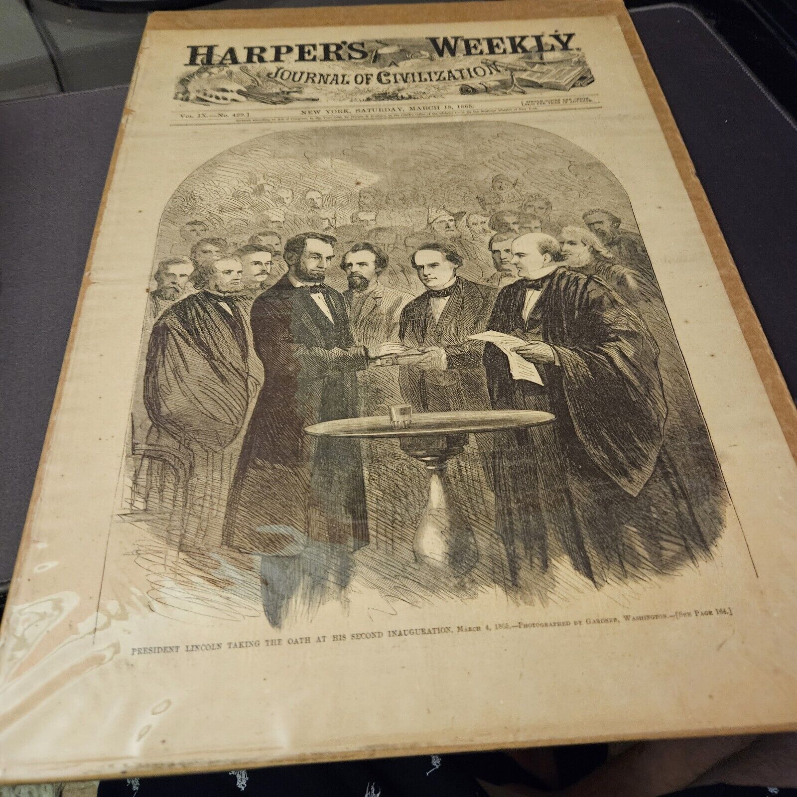 March 18, 1865 Harpers Weekly Cover President Lincoln Very Nice Condition