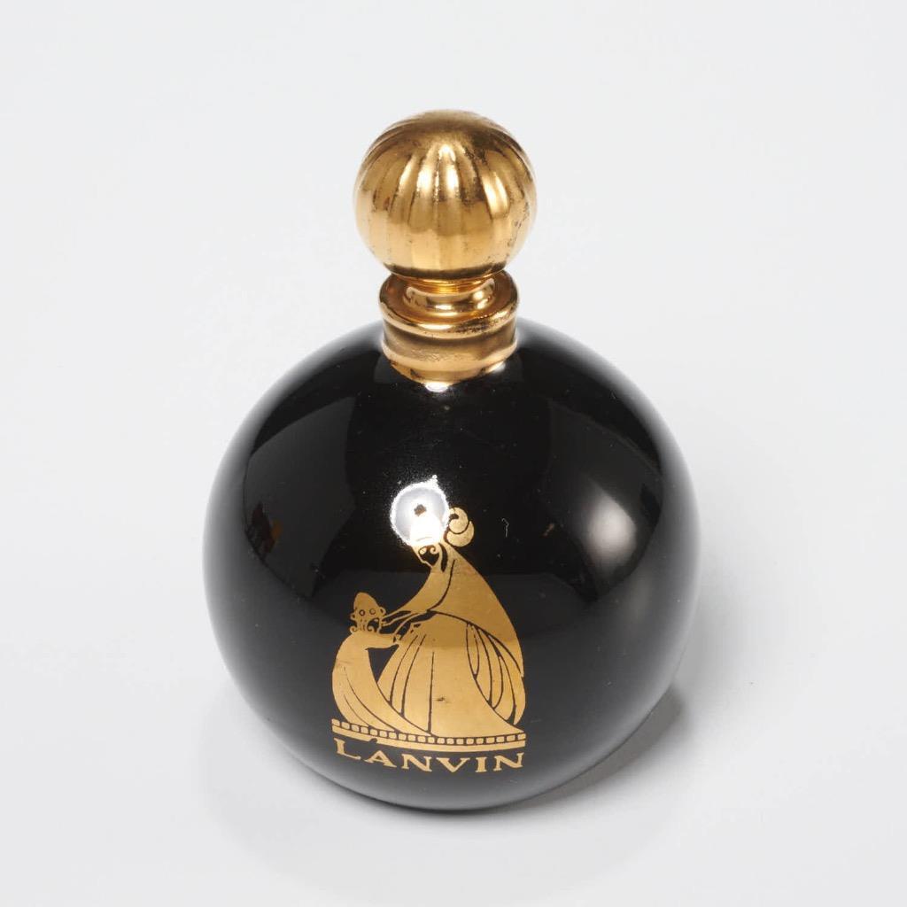 Vtg Jeanne Lanvin Art Deco Black Glass Perfume Bottle Factice Dummy Display