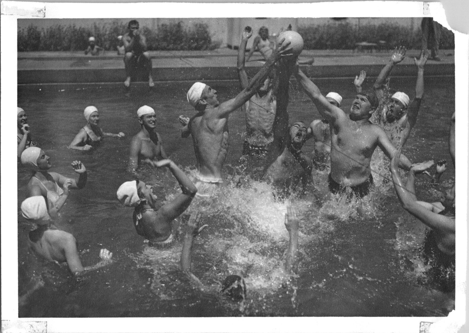 Water polo team playing fighting for ball U of P Stockton CA? Found Photo V0720