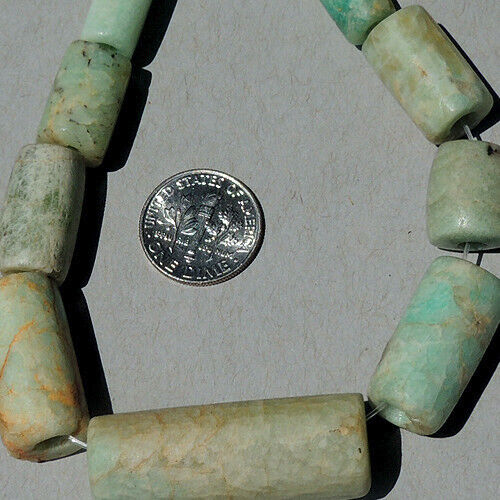 10 old antique green stone african stone beads mali