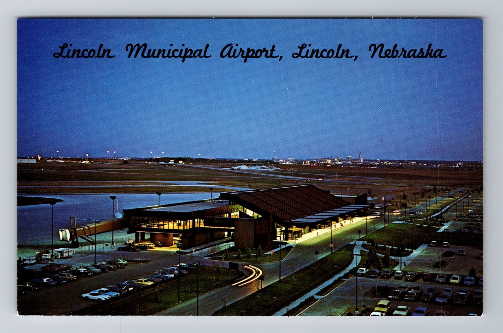 Lincoln NE-Nebraska, Aerial Lincoln Municipal Airport, Antique Vintage Postcard