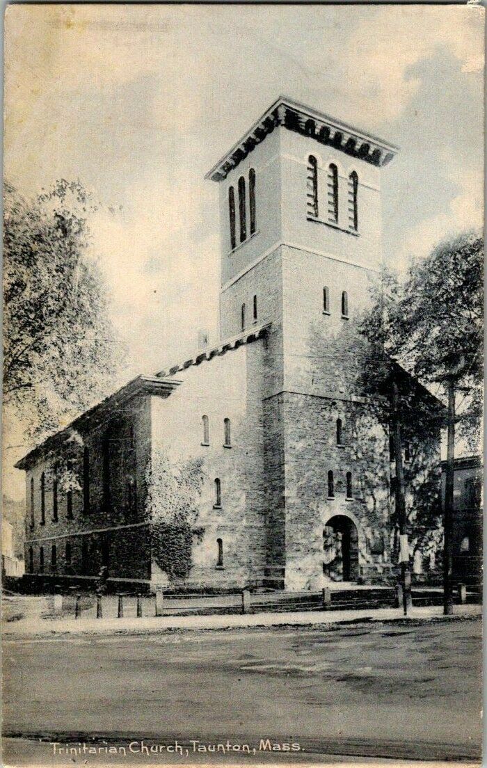 1908. TRINITARIAN CHURCH. TAUNTON, MASS. POSTCARD S20