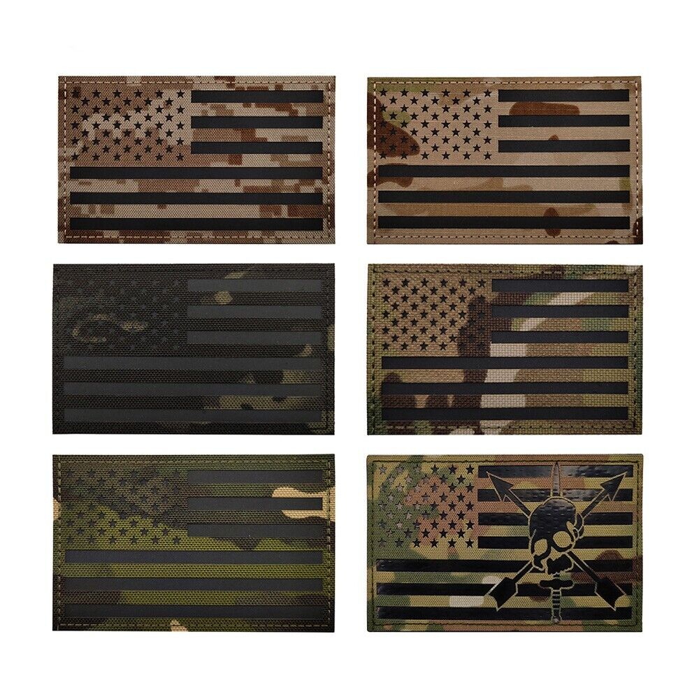 6PCS BIG SIZE IR Reflective USA US AMERICAN FLAG TACTICAL HOOK&LOOP PATCH CP