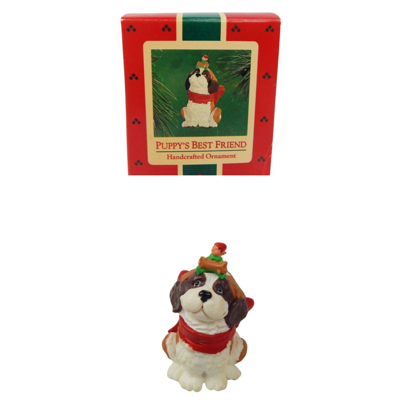 Vintage Hallmark Puppy's Best Friend Elf in Box Keepsake Ornament Vintage 1986