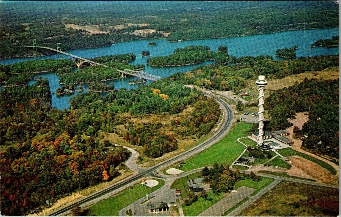 Vtg Skydeck Tower Aerial Postcard Thousand Islands Ivy Lea Bridge Ontario Canada