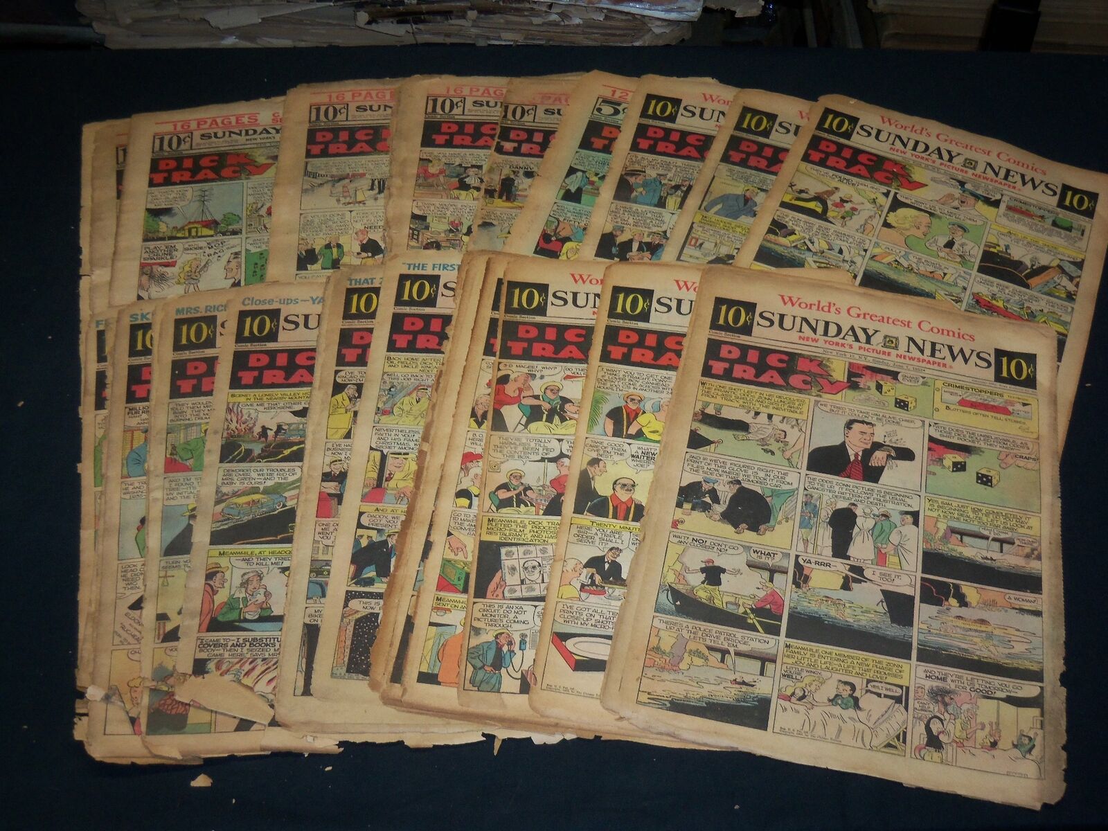 1944-1958 NEW YORK SUNDAY NEWS COLOR COMICS PAGES LOT OF 47 - TRACY - NP 5318