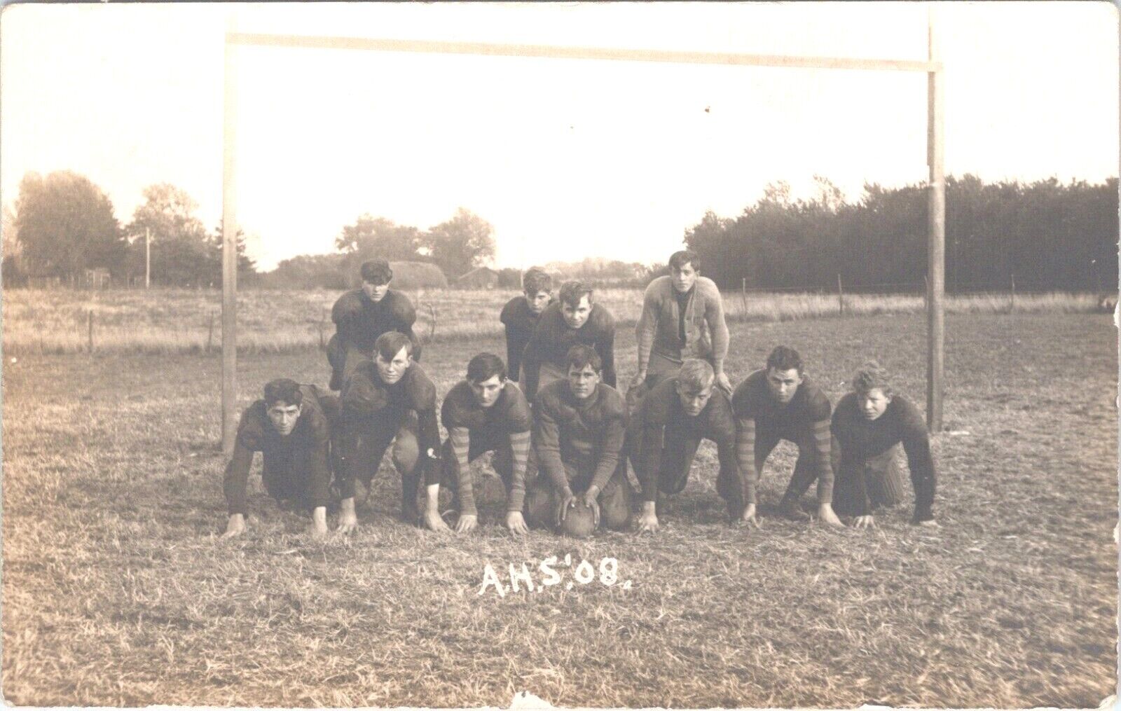 Postcard RPPC Illinois IL Aledo High School Football Team 1908 in Uniforms #2