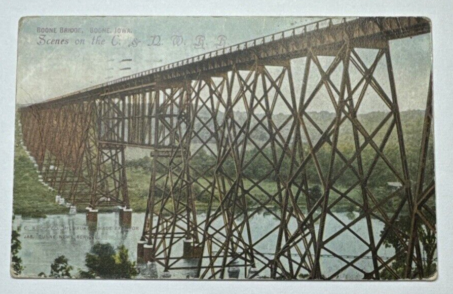 Boone Bridge Boone IA Iowa Chicago & North-Western Railway Vintage Postcard