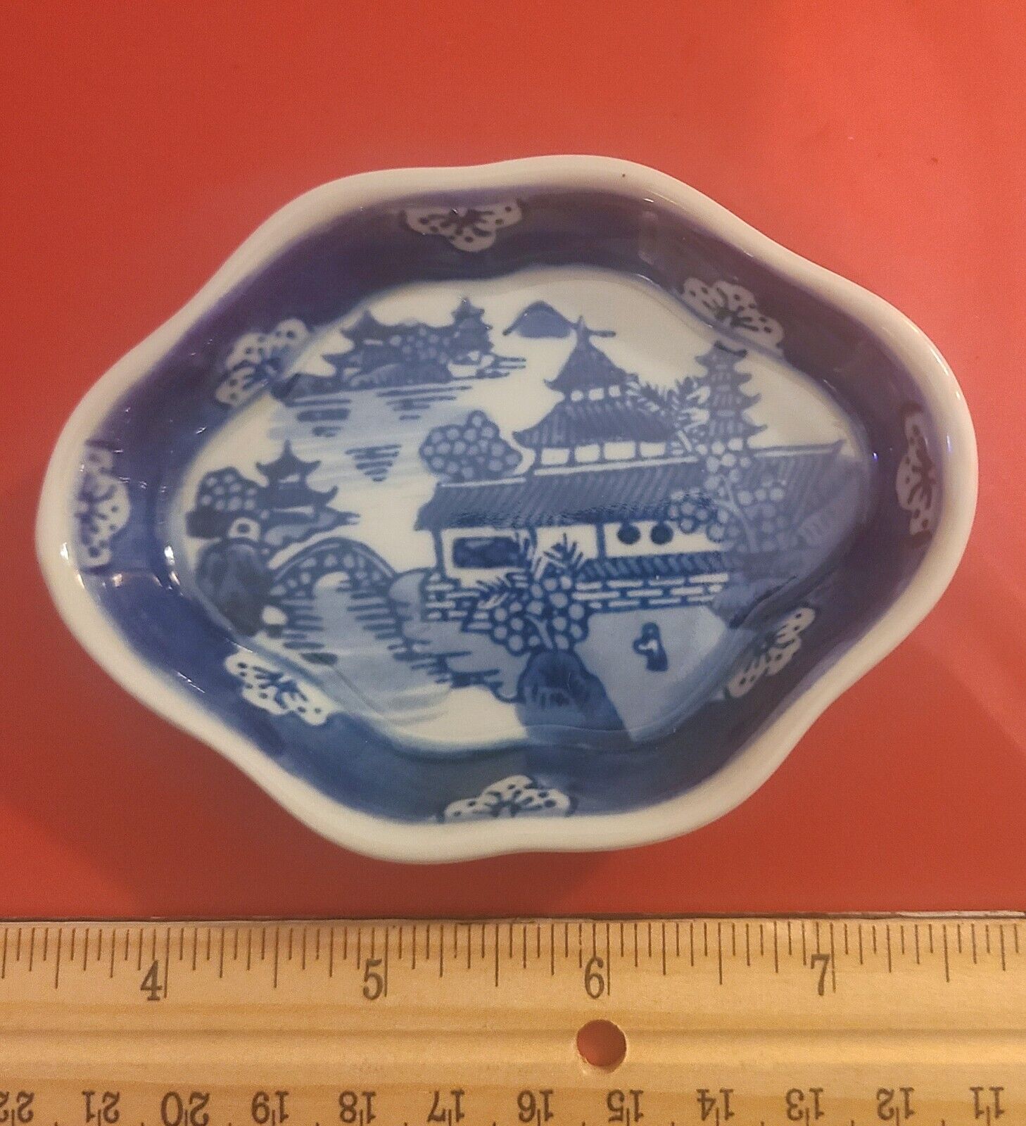 Antique Blue and White Japanese Ceramic Trinket Dish