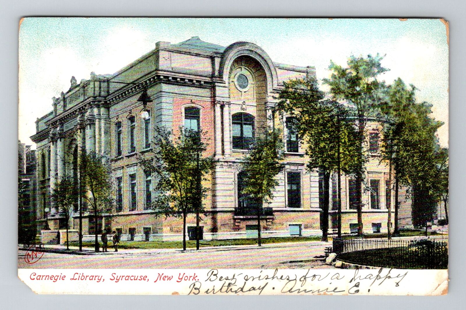 Syracuse NY-New York, Carnegie Library Vintage Souvenir Postcard