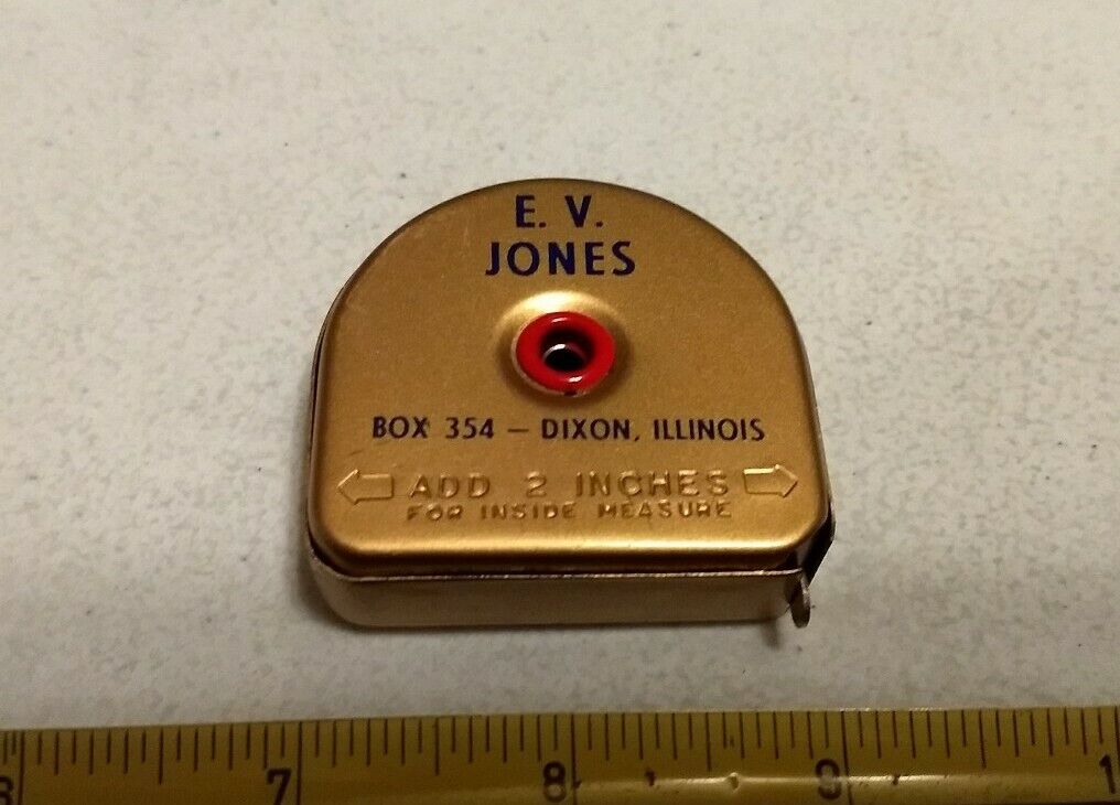 Vintage E. V. Jones Dixon Illinois Advertising Measuring Tape