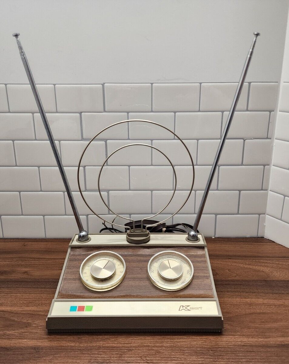 Vintage K Mart Rabbit Ears TV Antenna 2 Knob Rotating Classic Collectible