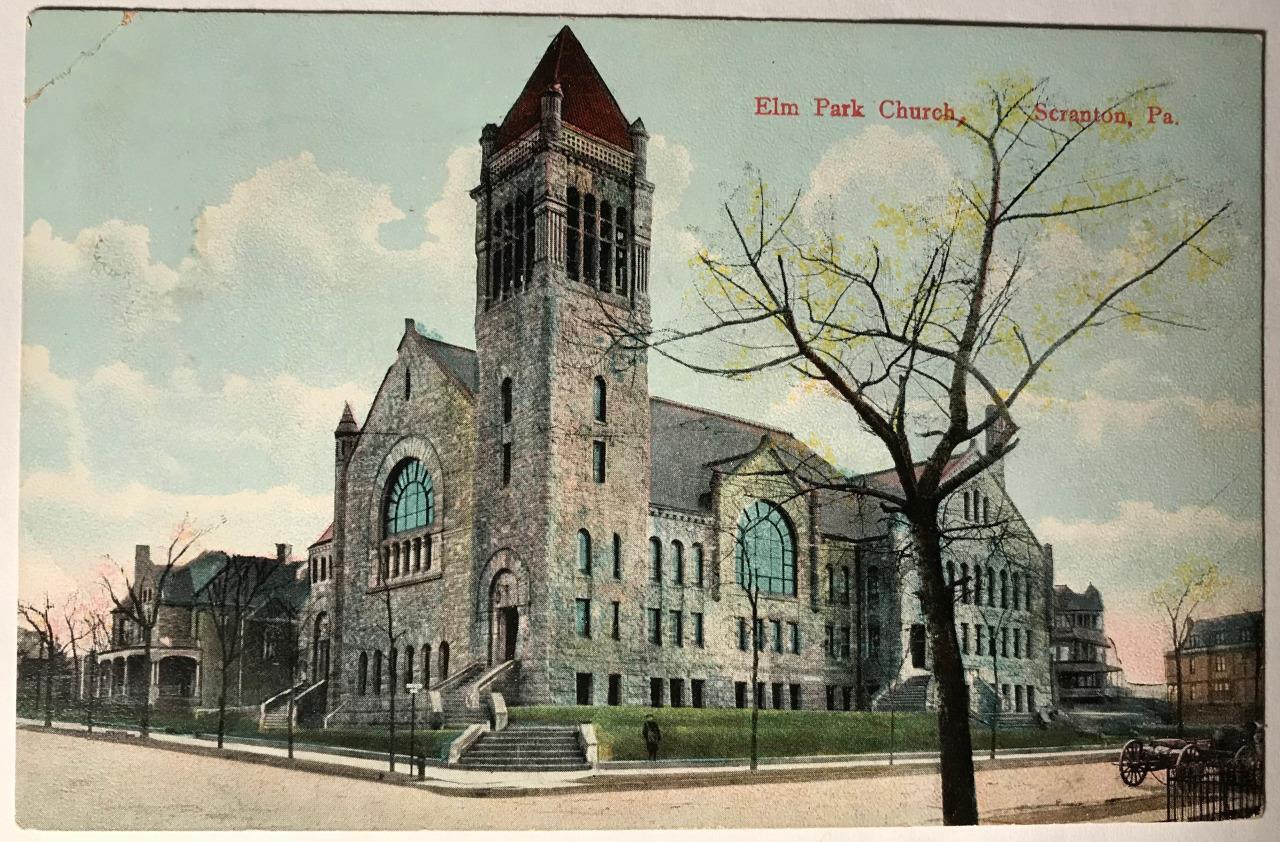 Vintage postcard 1908 Elm Park Church Scranton Pa. Lackawanna County