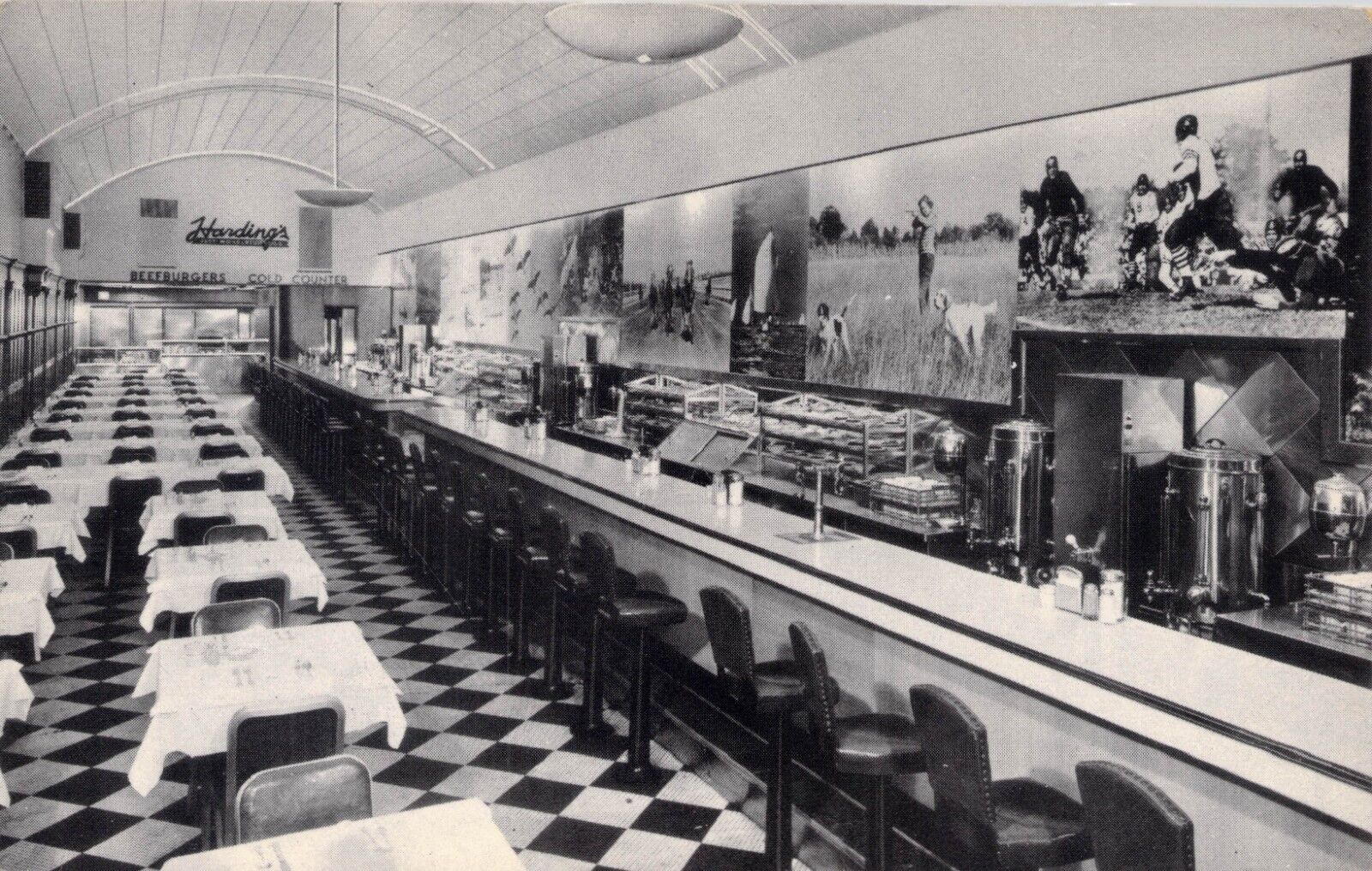 1948 Harding\'s Restaurant Interior Counter 68 W Madison St Chicago IL Postcard