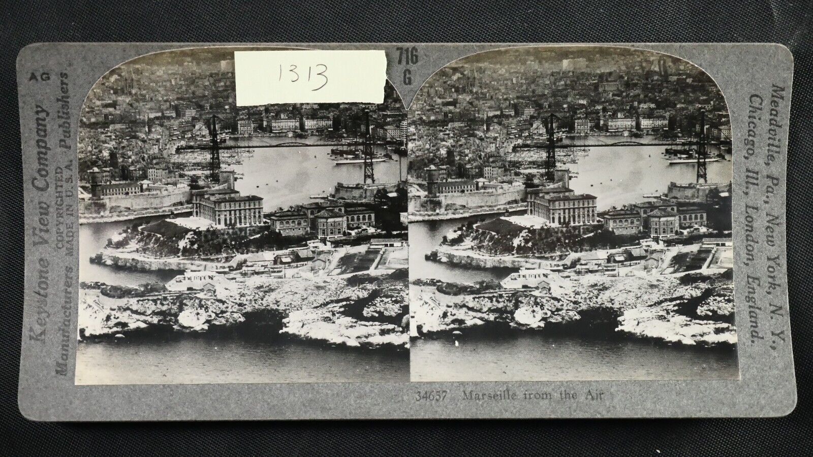 Marseille FRANCE from Air Aerial Hyperstereo Keystone Stereoview 34657 (BL1313)