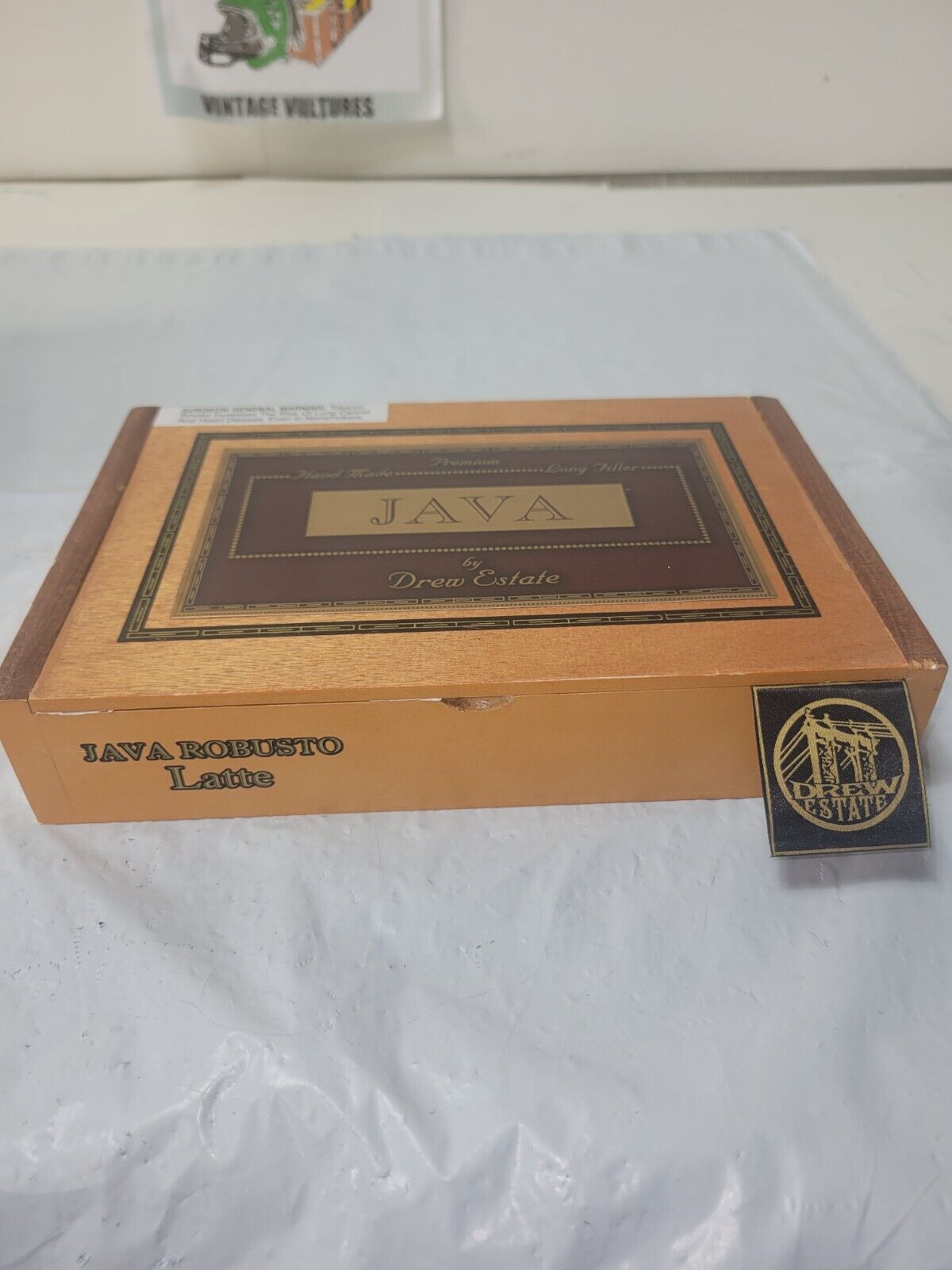Drew Estate Java Latte Robusto Empty Wooden Cigar Box 10¼x6¾x2¼   C1