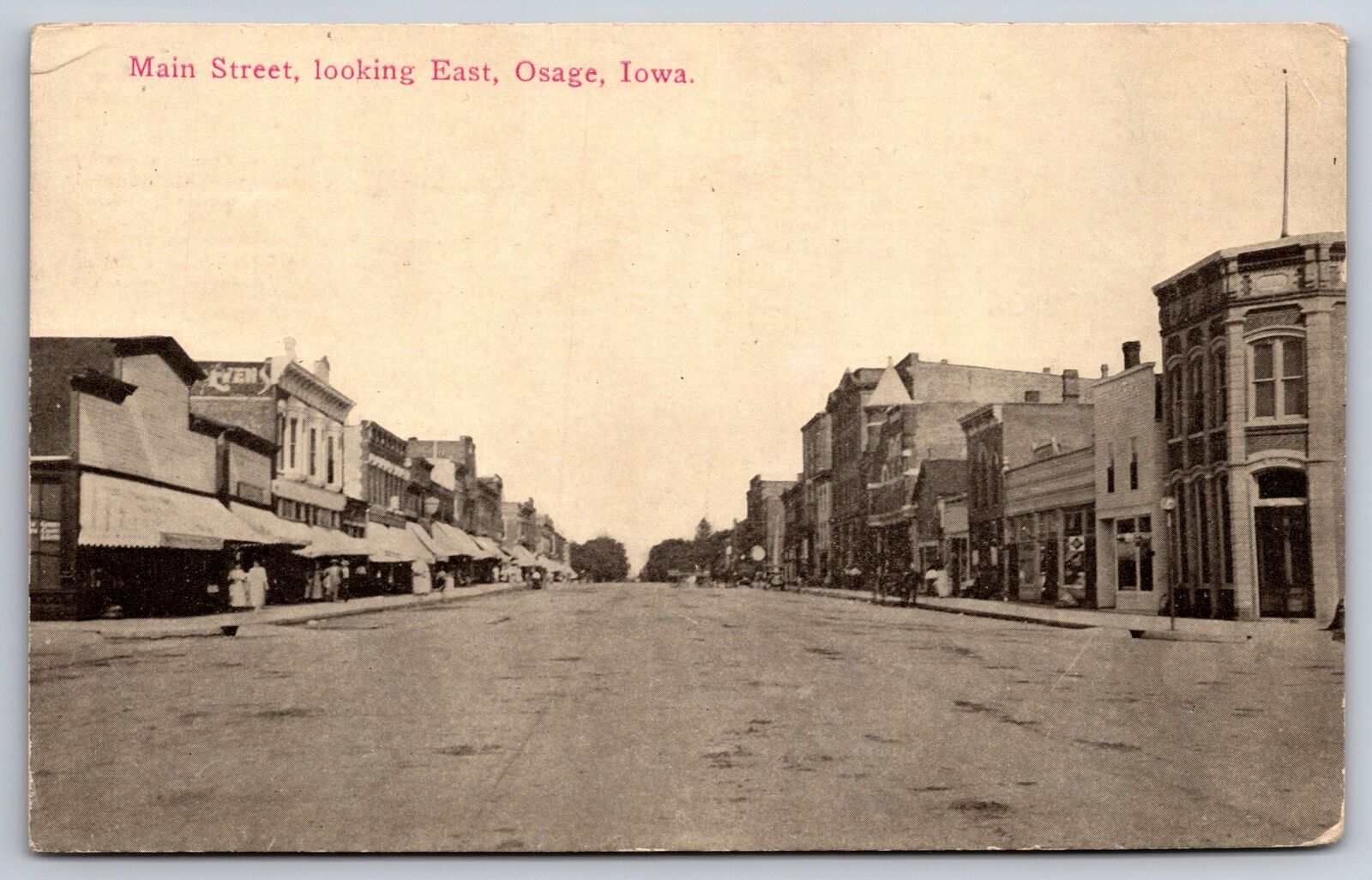 Osage Iowa~Main Street East~Downtown Shopping~1913 Postcard