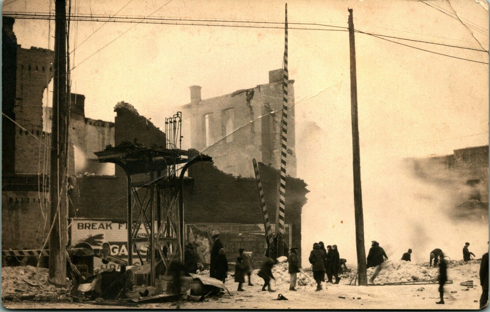 RPPC Aftermath of Alameda Apartments Fire Petoskey Michigan MI 1923 Postcard D6