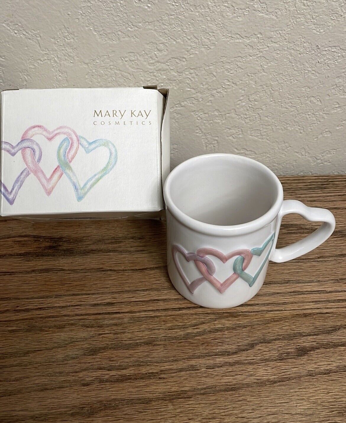 Vintage Mary Kay Mug Hearts Valentines Day Coffee Cup Heart Shaped Handle