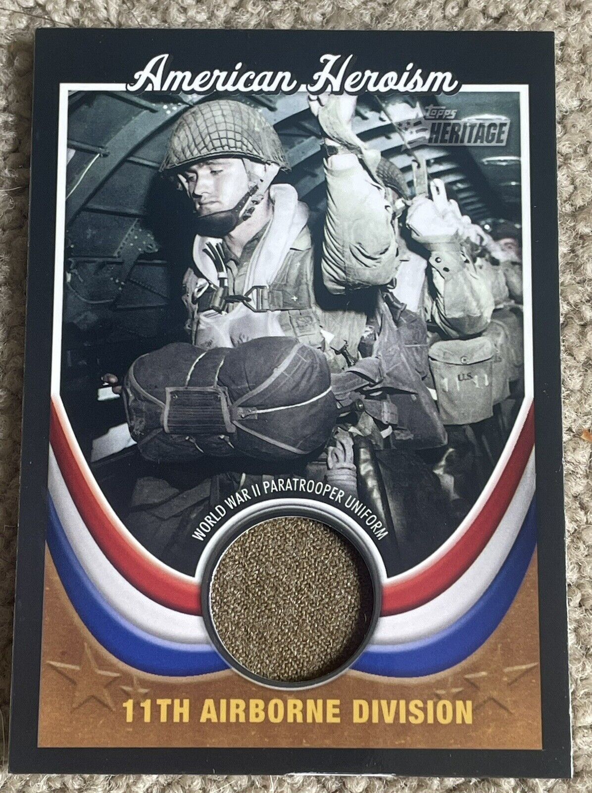 2009 Topps American Heroism 11th Airborne WWII Paratrooper Uniform Worn SP Rare