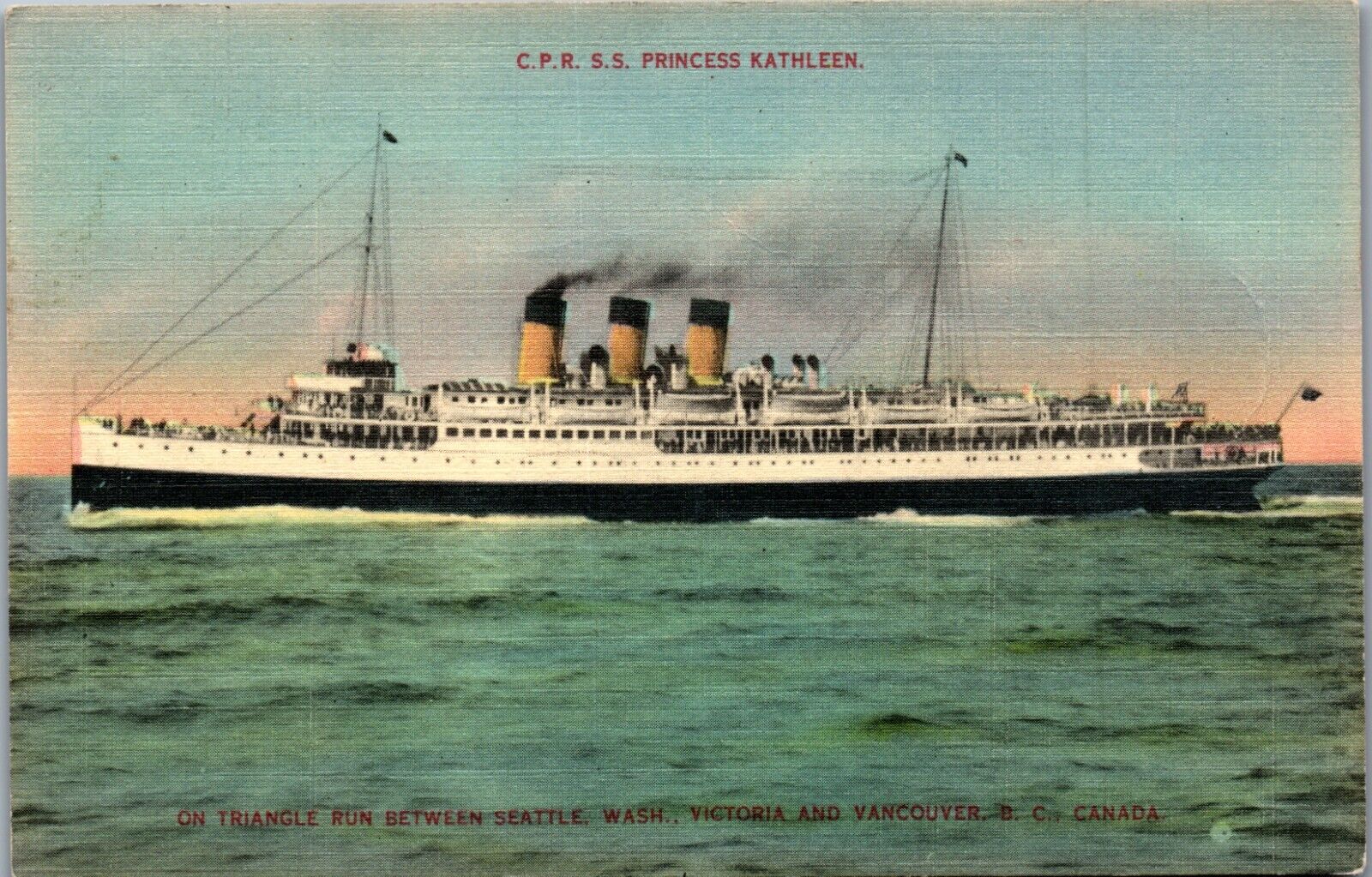 C.P.R. S.S. Princess Kathleen Postcard 1930s
