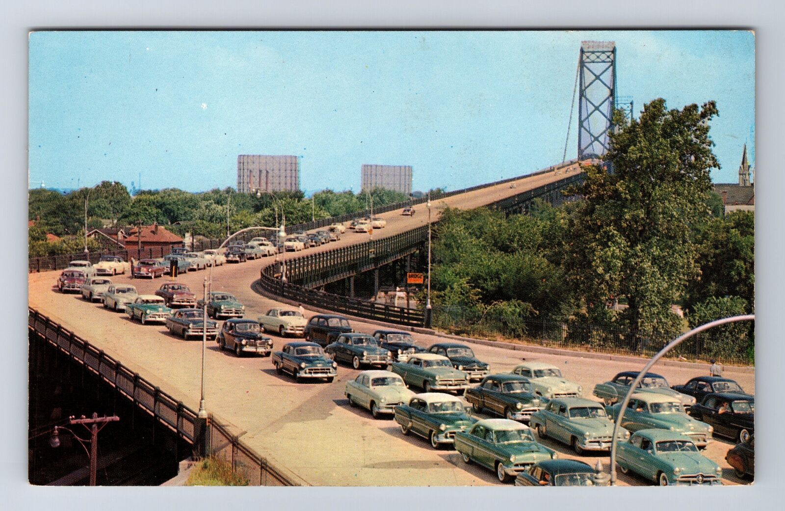 Windsor-Ontario, Ambassador Bridge, International Bridge, Vintage Postcard