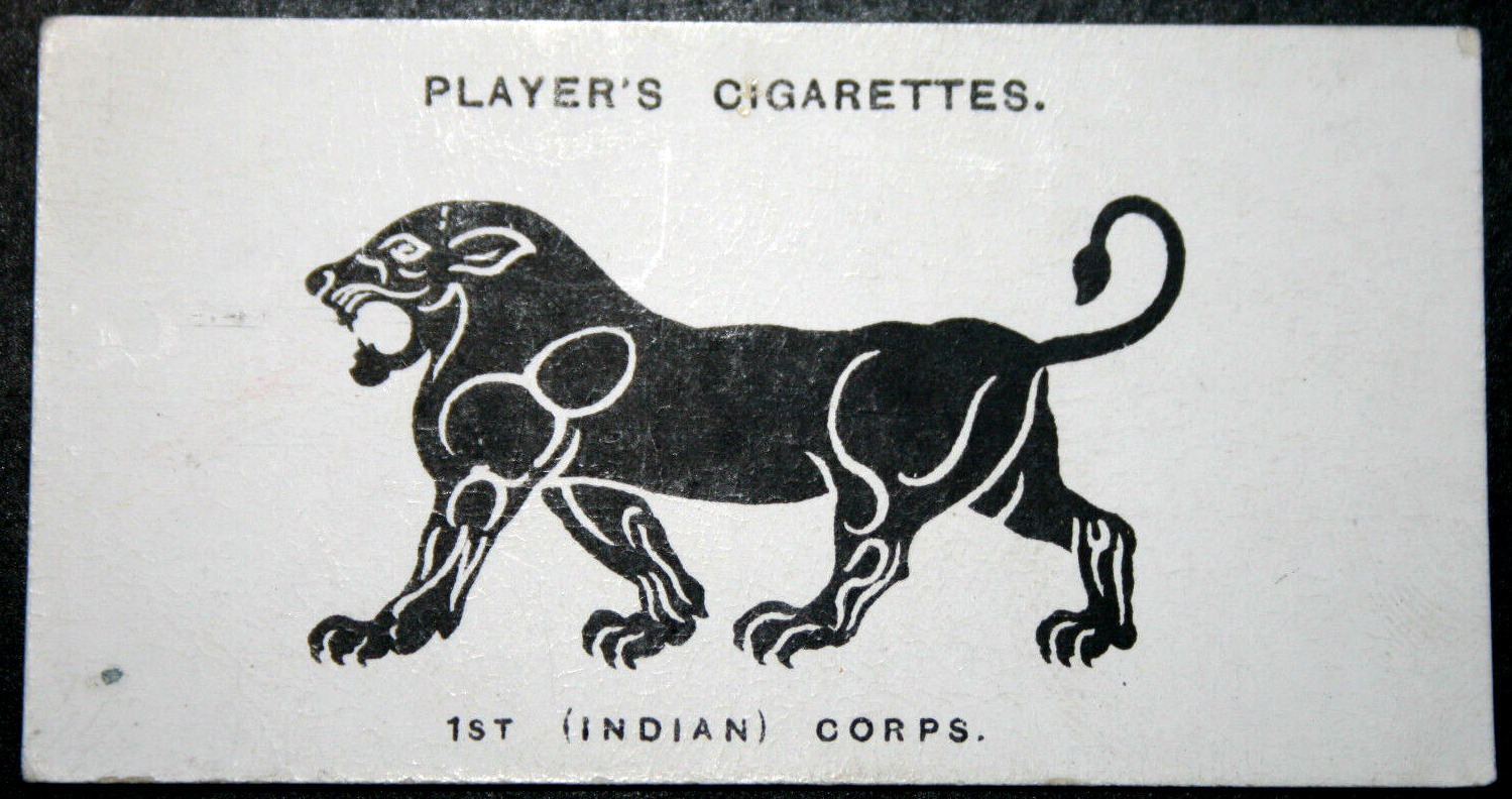 1ST (INDIAN) CORPS British Army  World War 1 Insignia   Vintage Card  AD28M