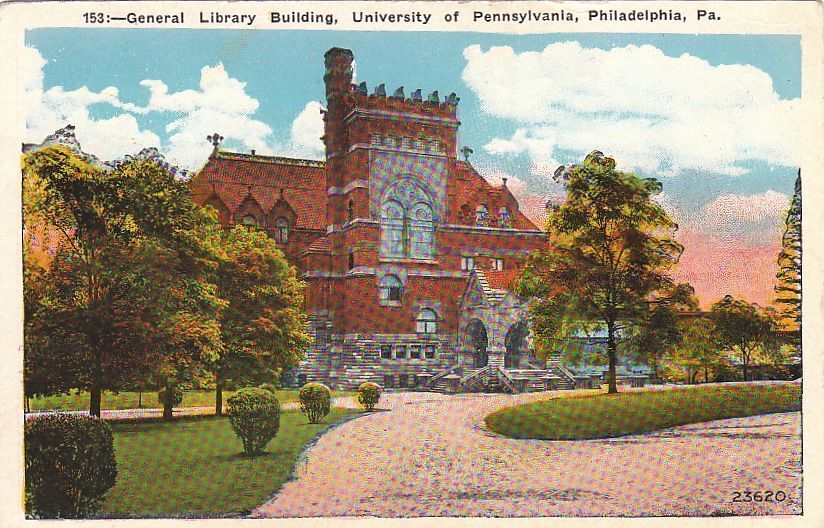 Postcard General Library Building University Pennsylvania