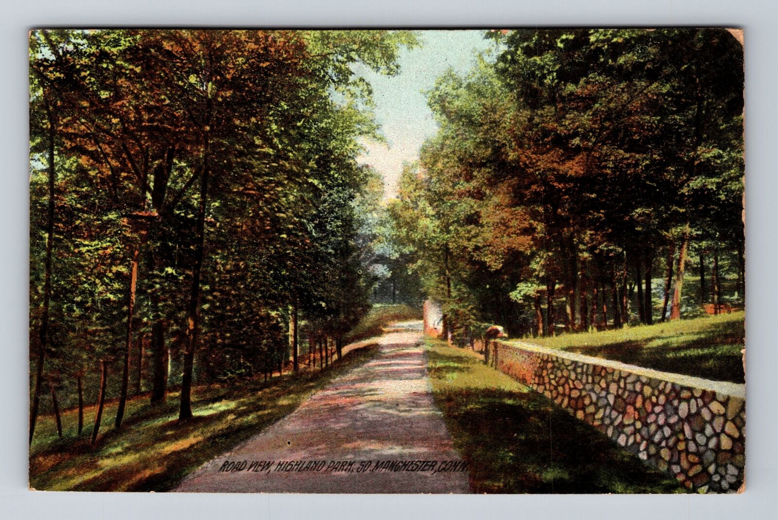 Manchester CT-Connecticut, Road View, Highland Park, Antique, Vintage Postcard