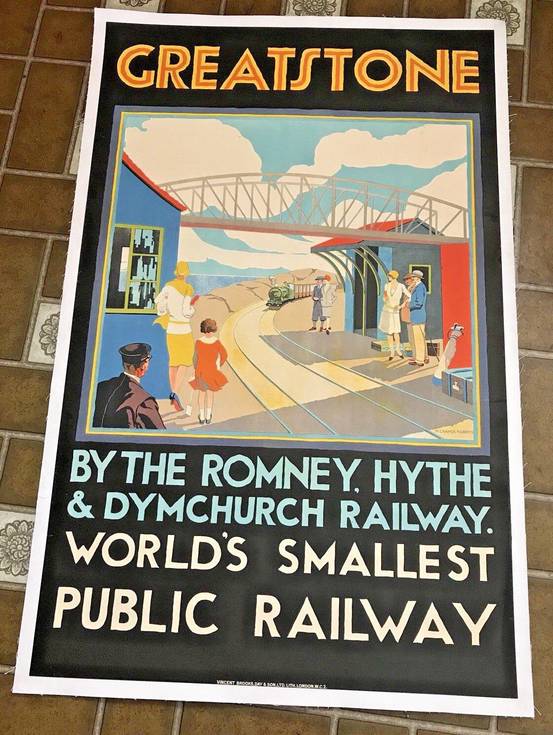 Original GREATSTONE World's Smallest Public Railway 1920's RAILROAD TRAIN Poster