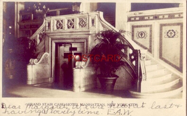 pre-1907 GRAND STAIR CASE, HOTEL MANHATTAN, NEW YORK CITY 1907