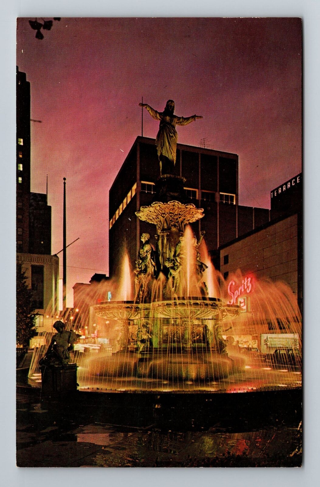 Cincinnati OH-Ohio, The Fountain, Fountain Square, Vintage Postcard