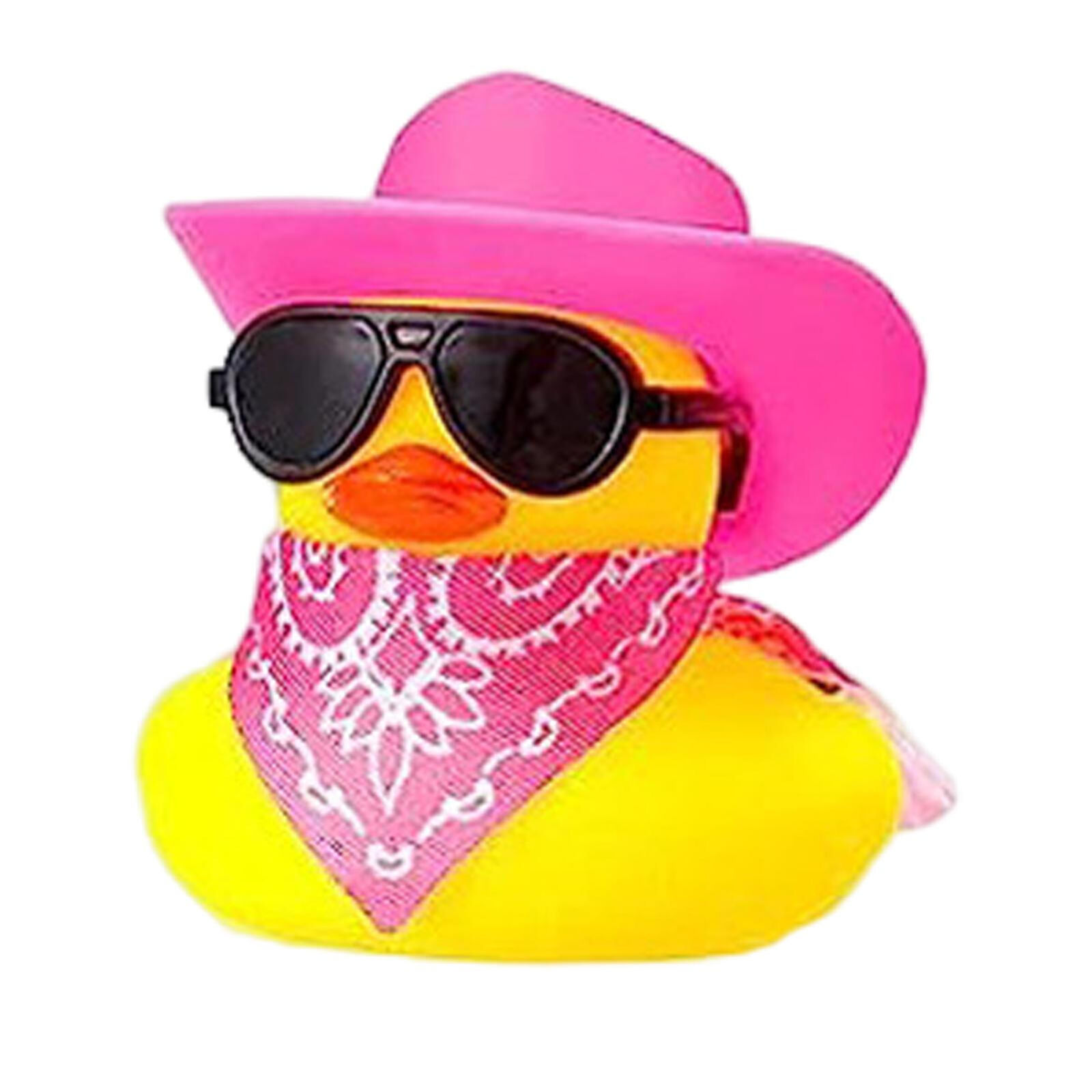 1/3PCS DIY Cowboy Cruising Rubber Duck W/hat Necklace Sunglasses Bath Party Toys