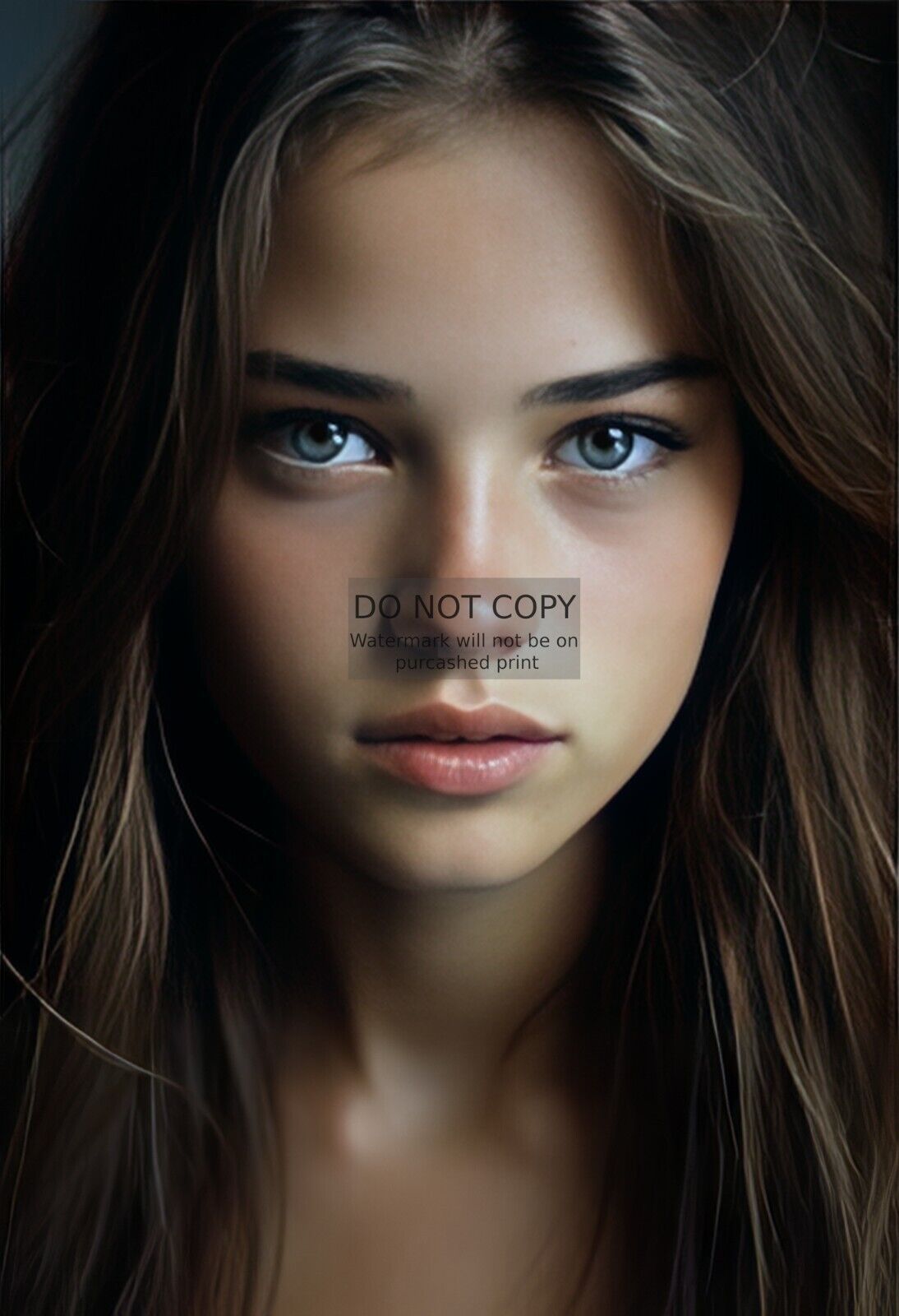 GORGEOUS YOUNG MODEL WITH BROWN HAIR BLUE EYES 13X19 PHOTO