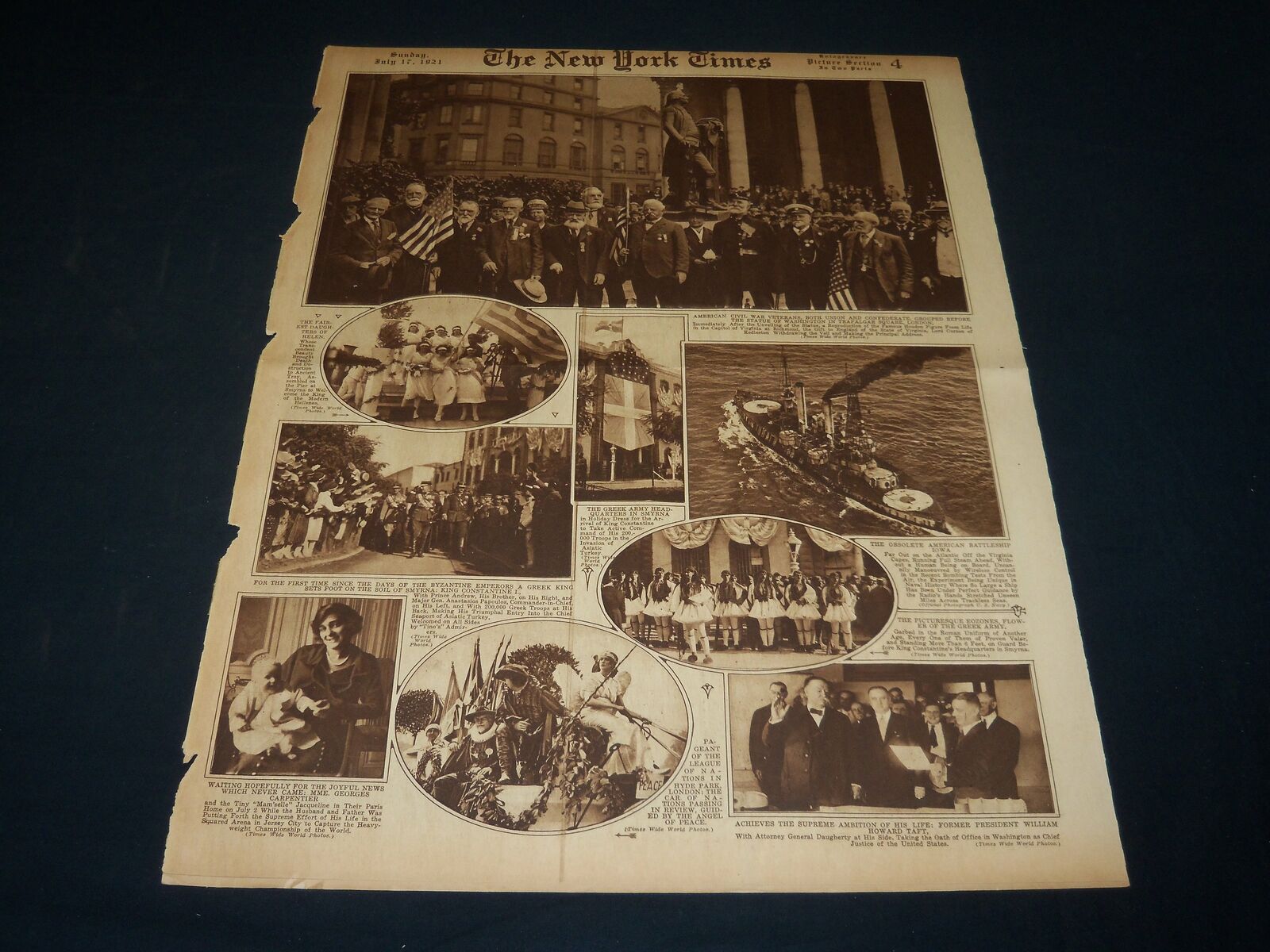 1921 JULY 10 NEW YORK TIMES PICTURE SECTION - DEMPSEY - CARPENTIER - NT 8942
