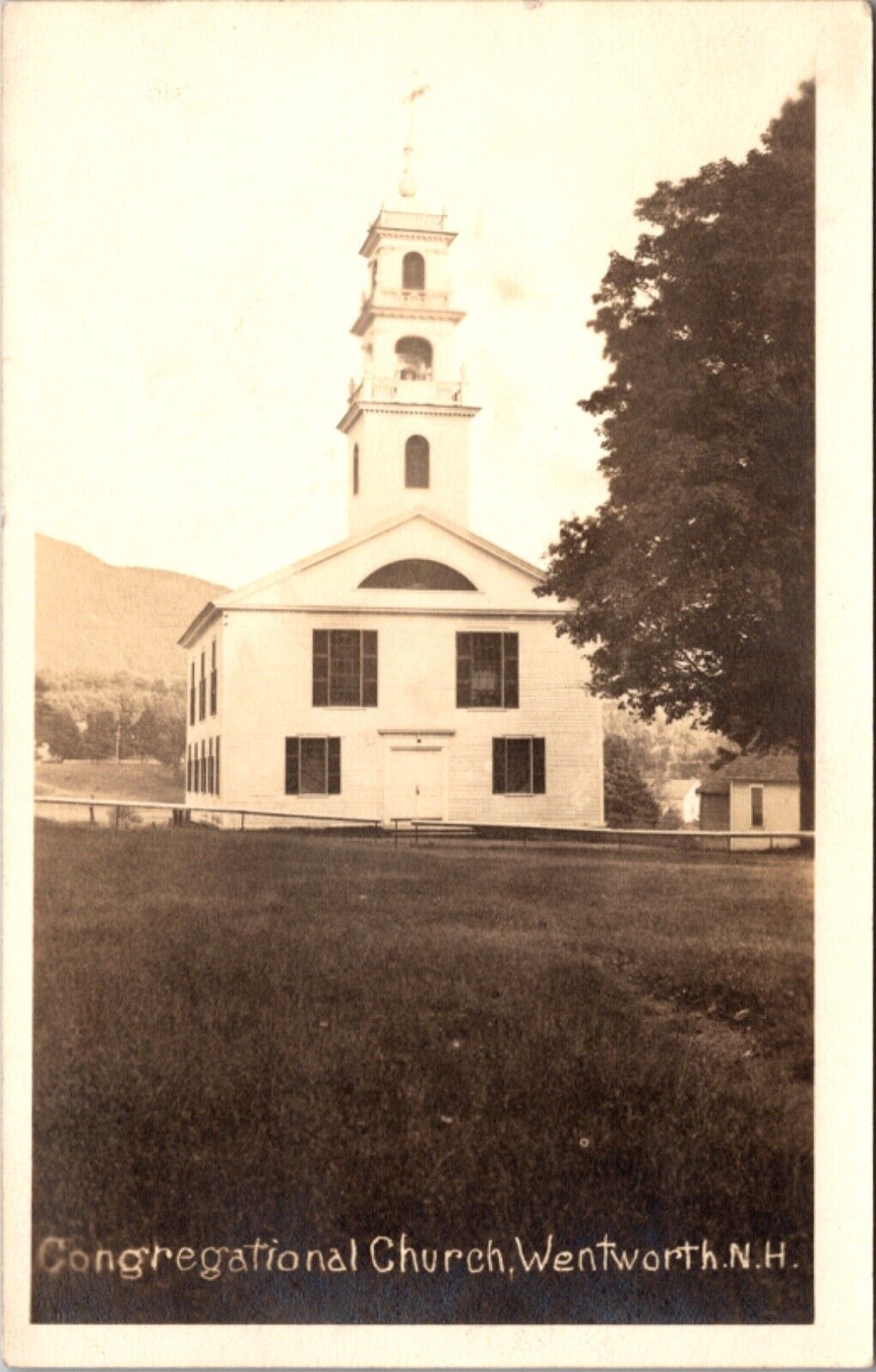 Real Photo Postcard Congregational church in Wentworth, New Hampshire