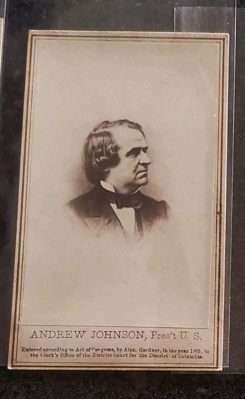 Andrew Johnson, Lincolns Vice Pres.  By Alexander Gardner, Vintage Antique CDV
