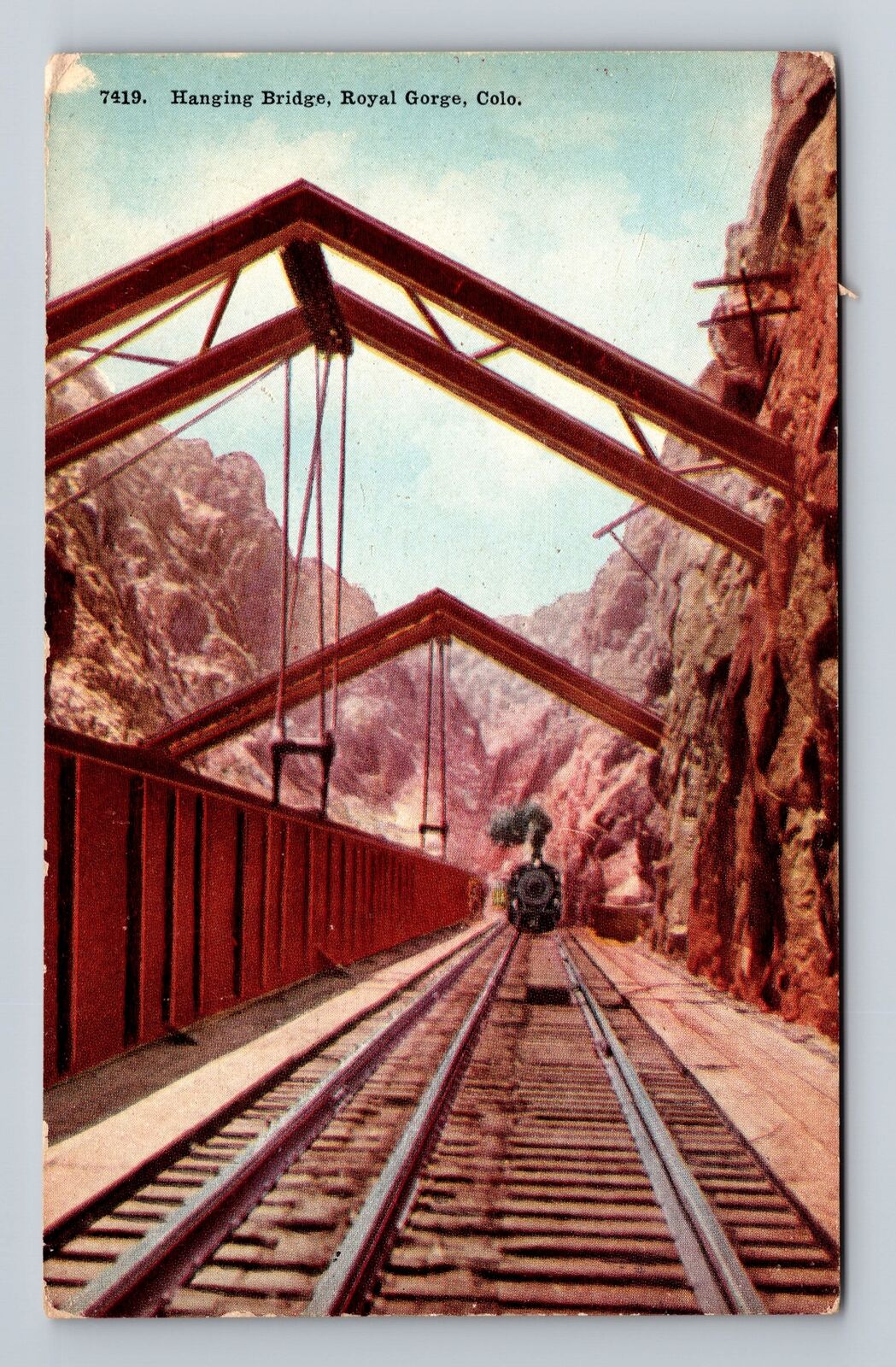 Royal Gorge CO-Colorado, Hanging Bridge, Antique, Vintage Postcard
