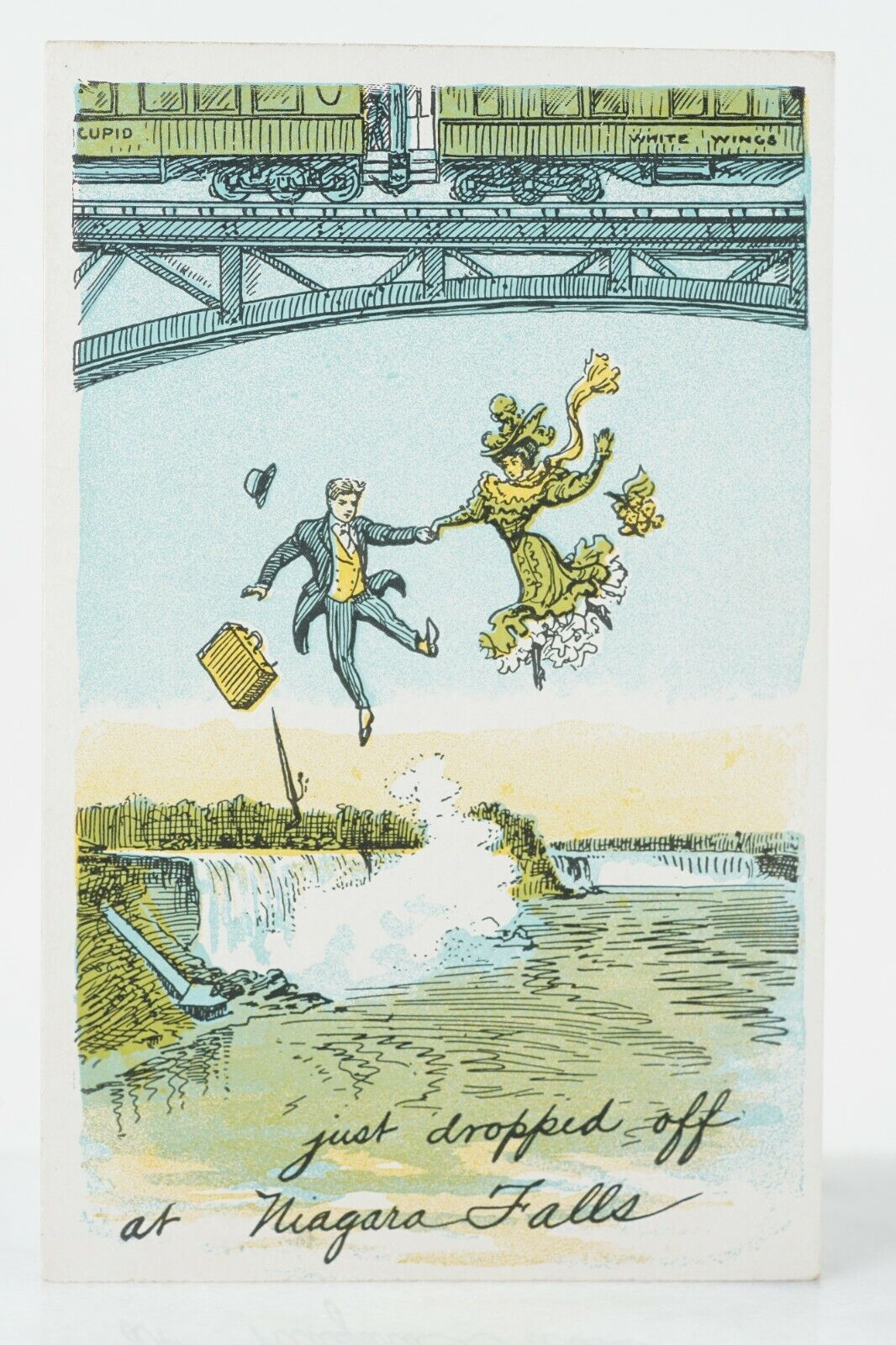 Niagara Falls Comic Postcard, Dropped Of Niagara Falls Scarce Postcard c.1909