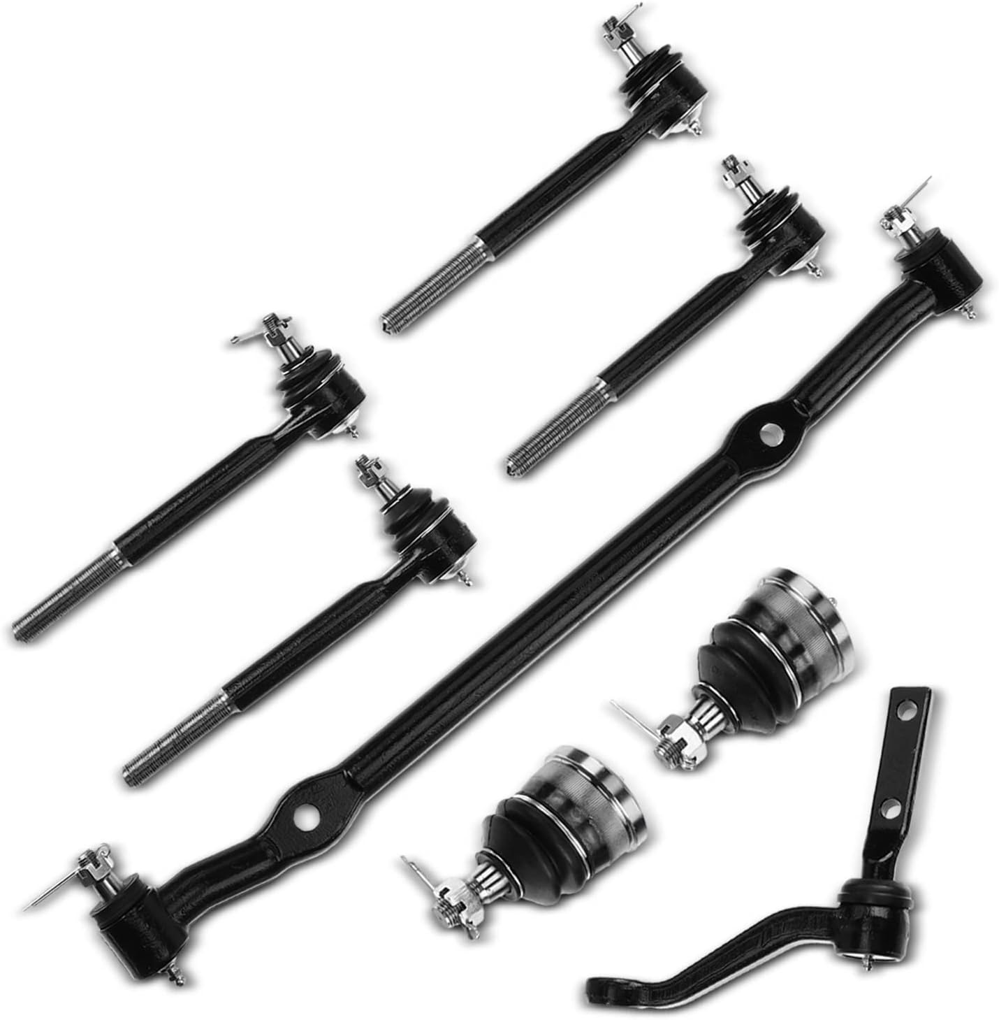 8Pcs Front Suspension Kit Inner Outer Tie Rod End Center Link Compatible with Ch