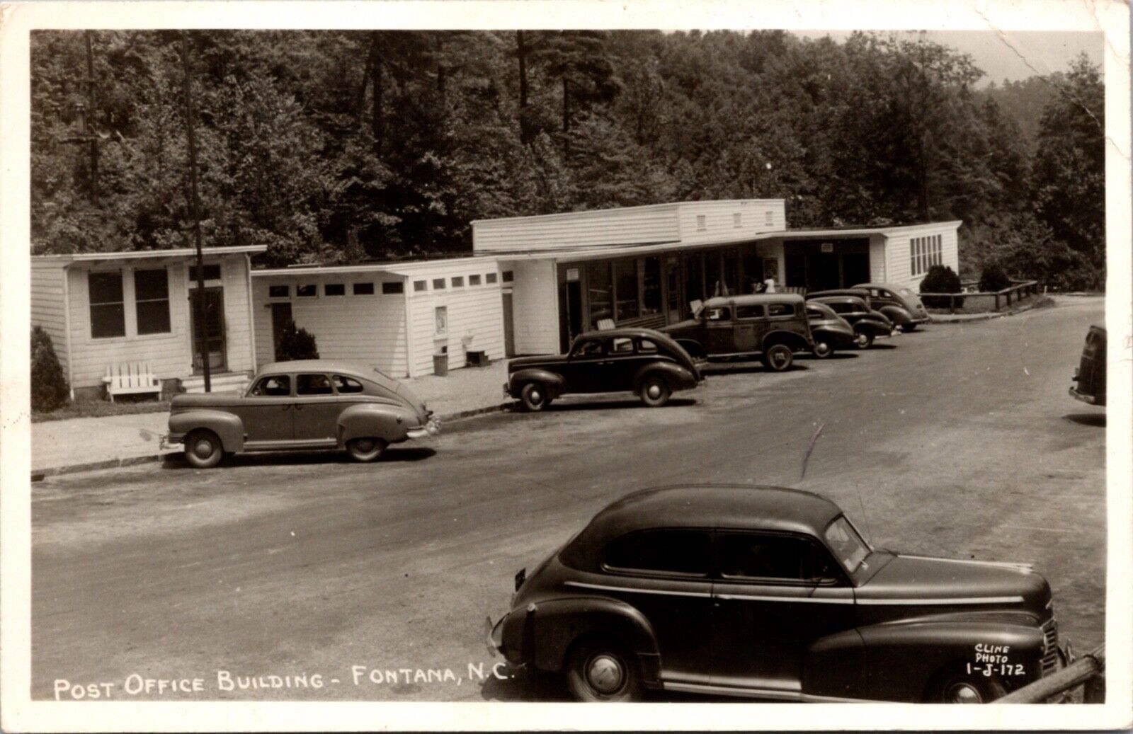 Real Photo Postcard Post Office Building in Fontana, North Carolina