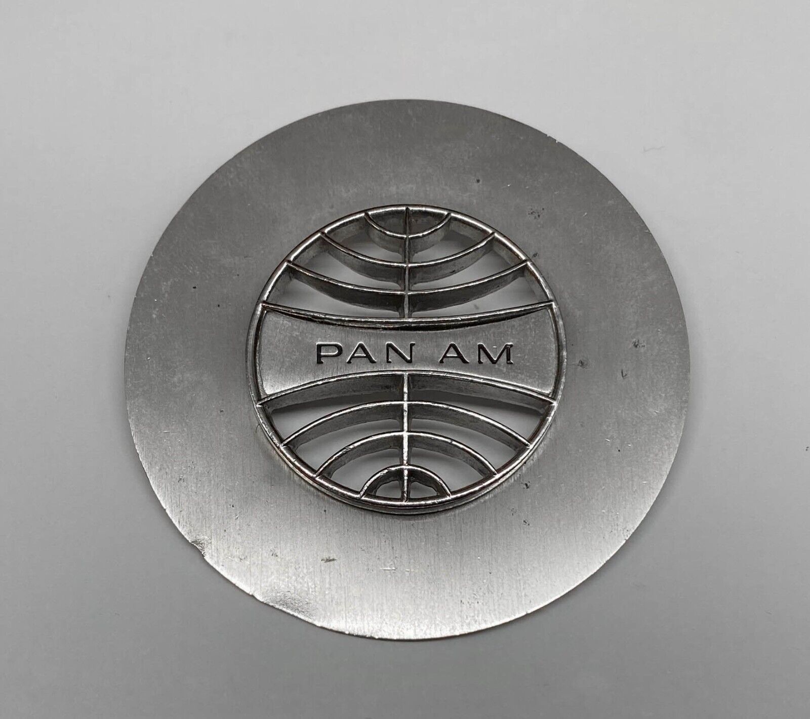 LARGE Vtg PAN AM Airlines Metal Badge Brooch Pin, Stewardess 1960s 1970s