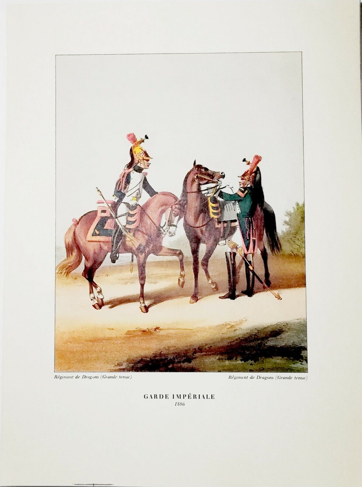 VINTAGE FRENCH GARDE IMPERIALE PRINT Regiment de Dragons - Grande tenue 1806