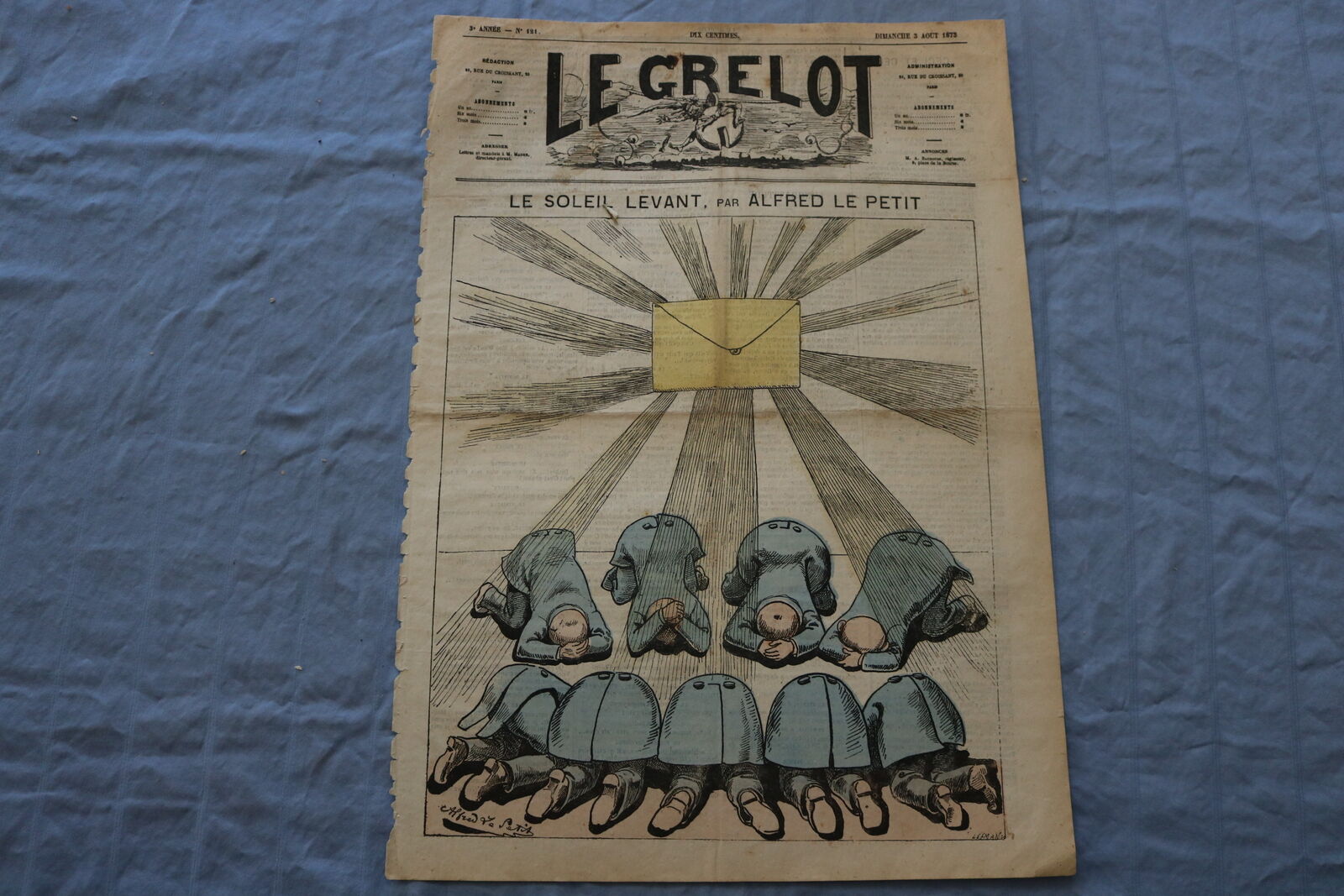 1873 AUGUST 3 LE GRELOT NEWSPAPER - LE SOLEIL LEVANT - FRENCH - NP 8630