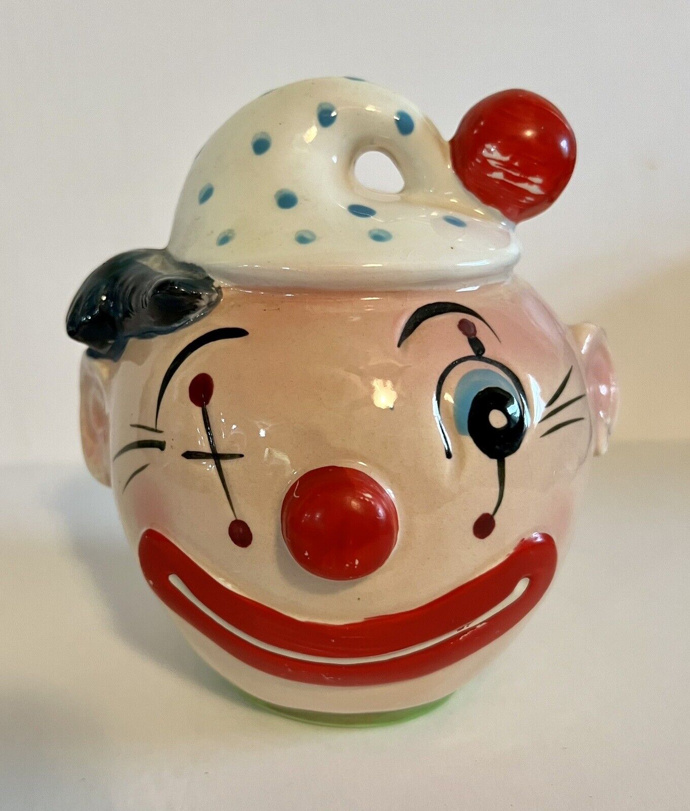 Rare Vintage Japan Happy Clown Head Bank Ceramic No Stopper 1960’s Made In Japan