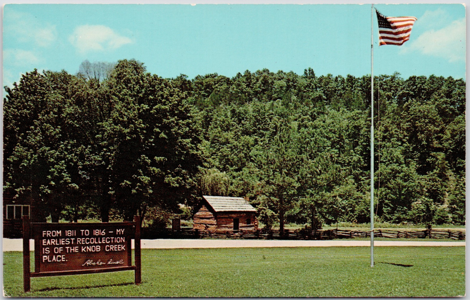 Abraham Lincolns Boyhood Home Hodgenville Kentucky Knob Creek Vintage Postcard