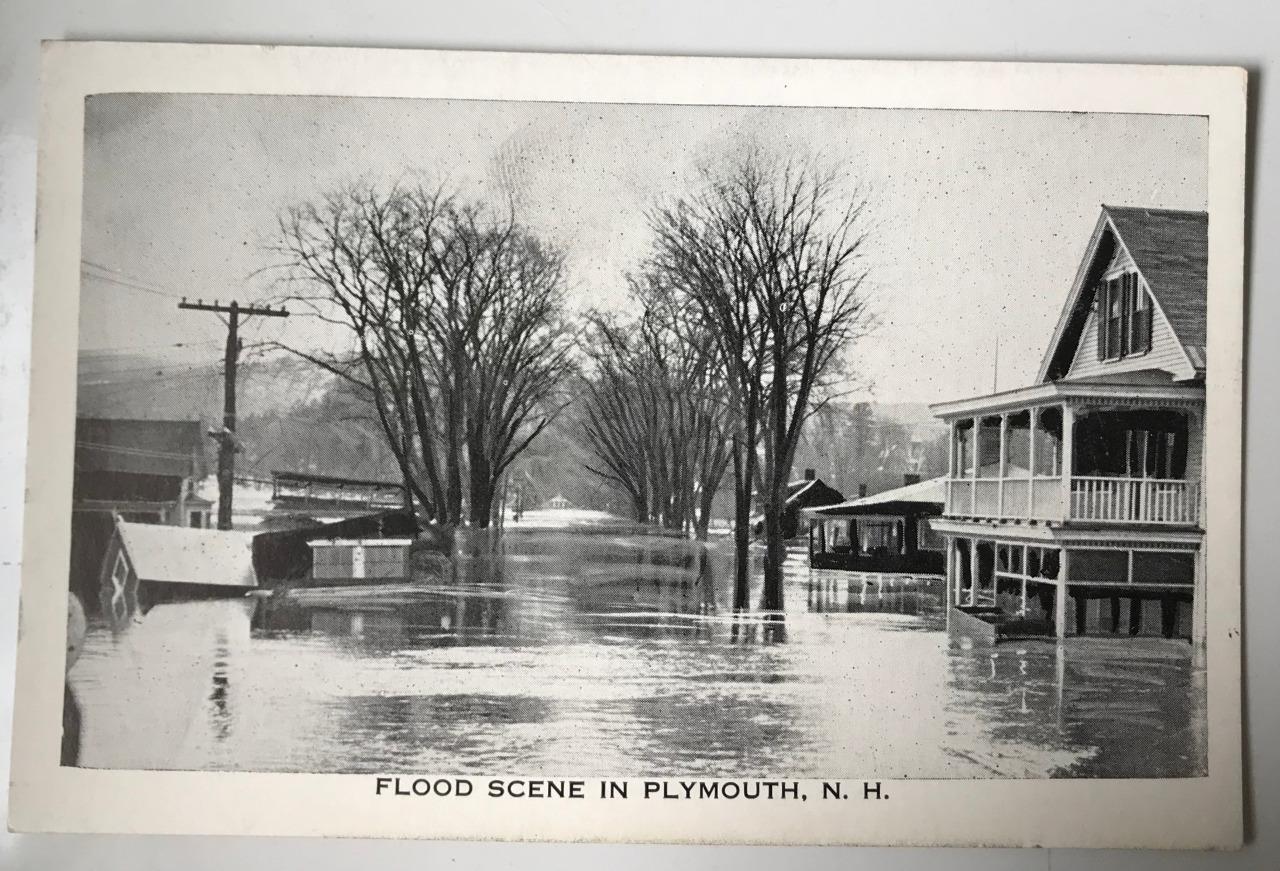 Vintage Postcard Flood Scene In Plymouth New Hampshire House Tichnor DB Unused