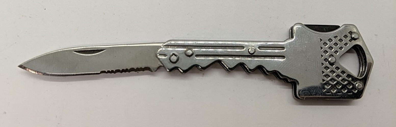 Unbranded HF21 Lockback Combination Drop Point Blade Key Shaped Pocket Knife